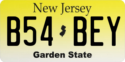 NJ license plate B54BEY