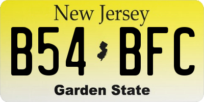 NJ license plate B54BFC