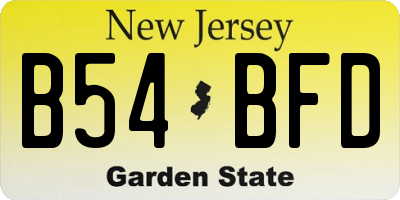 NJ license plate B54BFD