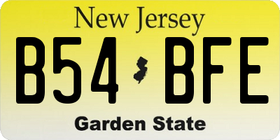NJ license plate B54BFE