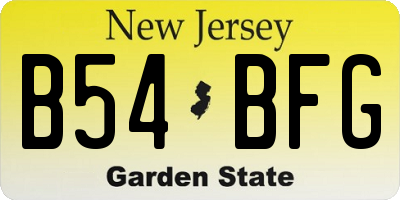 NJ license plate B54BFG