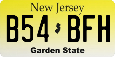 NJ license plate B54BFH