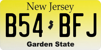 NJ license plate B54BFJ