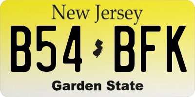NJ license plate B54BFK