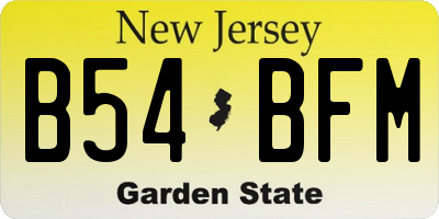 NJ license plate B54BFM