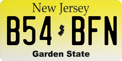 NJ license plate B54BFN