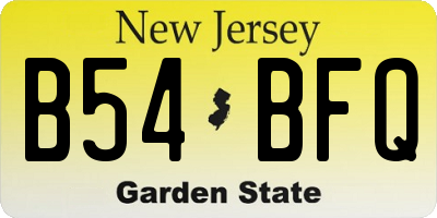 NJ license plate B54BFQ