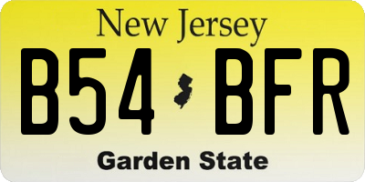NJ license plate B54BFR