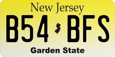 NJ license plate B54BFS