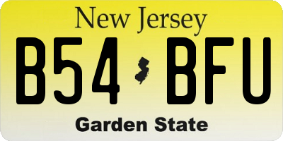 NJ license plate B54BFU