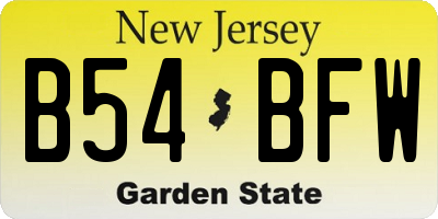 NJ license plate B54BFW
