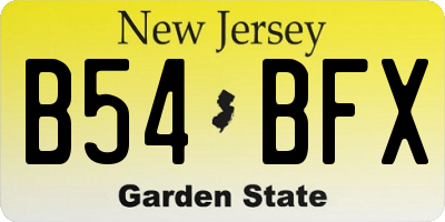 NJ license plate B54BFX