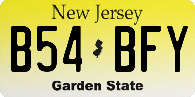 NJ license plate B54BFY