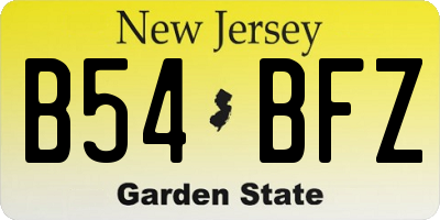 NJ license plate B54BFZ