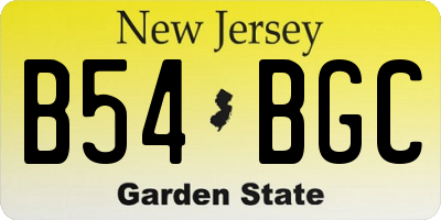 NJ license plate B54BGC