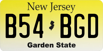 NJ license plate B54BGD