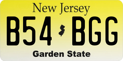 NJ license plate B54BGG