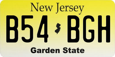 NJ license plate B54BGH
