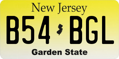NJ license plate B54BGL