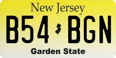NJ license plate B54BGN