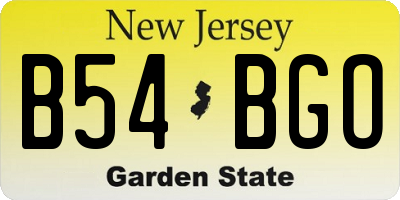 NJ license plate B54BGO