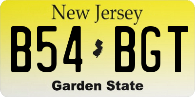 NJ license plate B54BGT