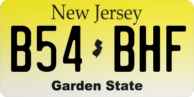 NJ license plate B54BHF