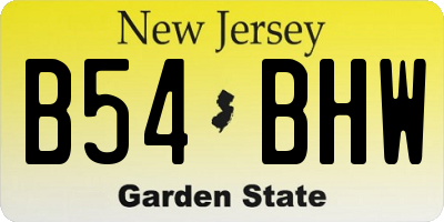 NJ license plate B54BHW