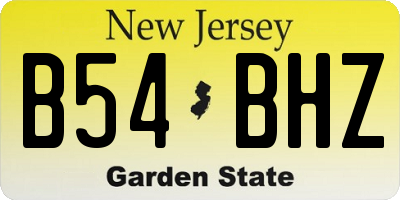 NJ license plate B54BHZ