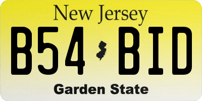 NJ license plate B54BID