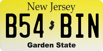 NJ license plate B54BIN