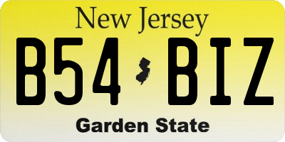 NJ license plate B54BIZ