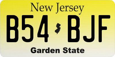 NJ license plate B54BJF