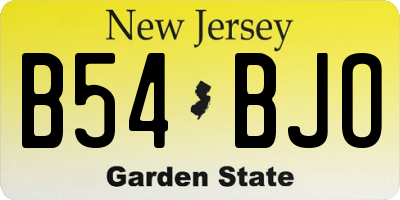 NJ license plate B54BJO