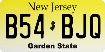 NJ license plate B54BJQ