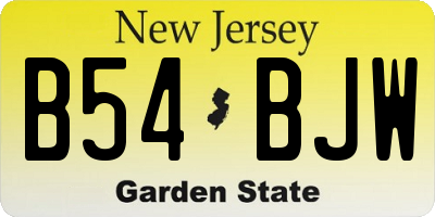NJ license plate B54BJW