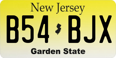NJ license plate B54BJX