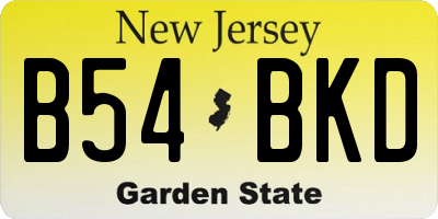 NJ license plate B54BKD