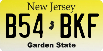 NJ license plate B54BKF