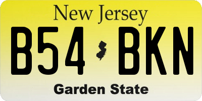 NJ license plate B54BKN