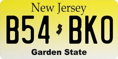NJ license plate B54BKO