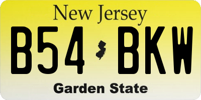 NJ license plate B54BKW