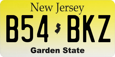 NJ license plate B54BKZ