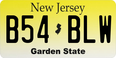 NJ license plate B54BLW