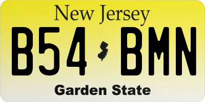 NJ license plate B54BMN