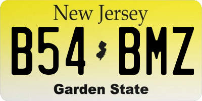 NJ license plate B54BMZ