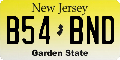 NJ license plate B54BND