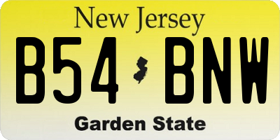 NJ license plate B54BNW
