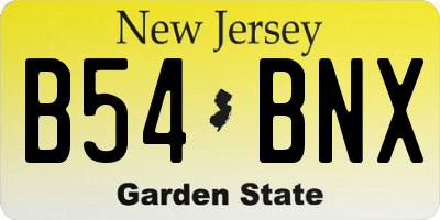 NJ license plate B54BNX