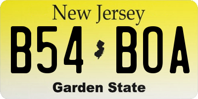 NJ license plate B54BOA